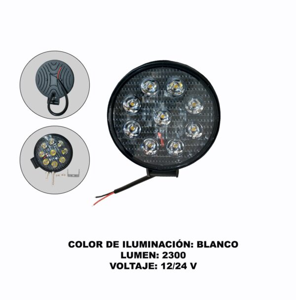 FARO LED AUXILIAR REDONDO 27W